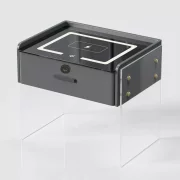 Inteligentno noshchno shkafche s bezzhichno zarezhdane, LED osvetlenie, 1 chekmedzhe za siekhranenie, Bluetooth visokogovoritel i zakliuchvane s priestov otpechatiek - antratsitno sivo, moderen dizain ot stieklo i diervo