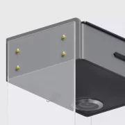 Inteligentno noshchno shkafche s bezzhichno zarezhdane, LED osvetlenie, 1 chekmedzhe za siekhranenie, Bluetooth visokogovoritel i zakliuchvane s priestov otpechatiek - oranzhevo, moderen dizain ot stieklo i diervo