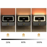 Inteligentno noshchno shkafche s bezzhichno zarezhdane, LED osvetlenie, 1 chekmedzhe za siekhranenie, USB port i Type-C port, 10W Bluetooth visokogovoritel - bial, moderen dizain ot stieklo i diervo