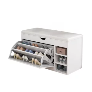 Dulap pentru pantofi cu bancă – Design modern și elegant, 100x34x50 cm, culoare albă, soluție practică pentru organizare