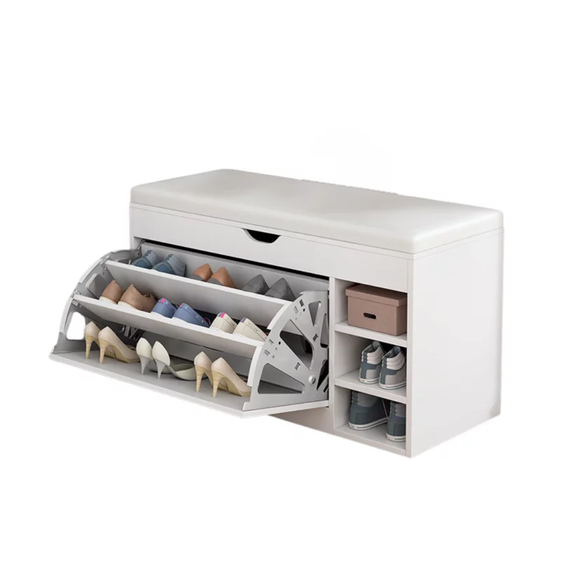 Dulap pentru pantofi cu bancă – Design modern și elegant, 100x34x50 cm, culoare albă, soluție practică pentru organizare