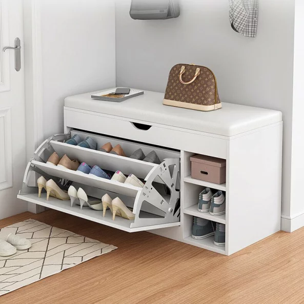 Shkaf za obuvki s peika – Moderen i eleganten dizain, 100x34x50 sm, bial tsviat, praktichno reshenie za organizatsiia