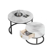 Kholna masa Nesting ot 2 elementa – Eleganten dizain ot MDF i metal, praktichno reshenie za spestiavane na miasto