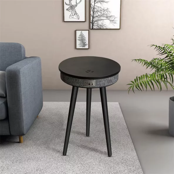 Smart masa s Bluetooth 5.0, 20W audio sistema i bezzhichno zarezhdane – Cherna, moderen dizain s MDF i diebovo diervo