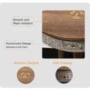Smart masa s Bluetooth 5.0, 20W audio sistema i bezzhichno zarezhdane – Cherna, moderen dizain s MDF i diebovo diervo