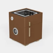Inteligentno noshchno shkafche s bezzhichno zarezhdane, LED osvetlenie, 1 chekmedzhe za siekhranenie, seif, USB i Type-C port i 10W Bluetooth visokogovoritel - kafiav, moderen dizain ot stieklo i diervo