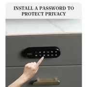 Inteligentno noshchno shkafche s bezzhichno zarezhdane, LED osvetlenie, 3 chekmedzheta za siekhranenie, senzor za noshchna svetlina, Bluetooth visokogovoritel i biometrichna kliuchalka - zeleno, moderen dizain ot stieklo i diervo