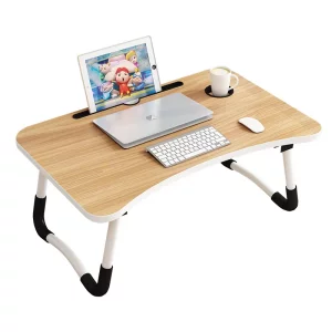 Masă pliabilă pentru laptop, 60x40x28cm – Design modern din MDF și metal