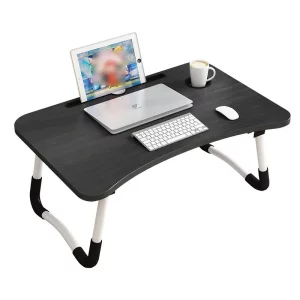 Masă pliabilă pentru laptop, 60x40x28cm, neagră – Design modern din MDF și metal