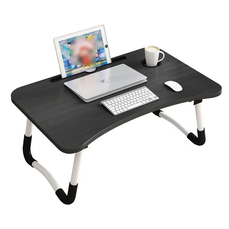Masă pliabilă pentru laptop, 60x40x28cm, neagră – Design modern din MDF și metal