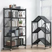 Cheren metalen raft za siekhranenie, 5 niva, razmeri 71x38x160 sm