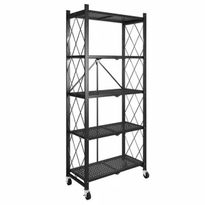 Estantería de almacenamiento metálica negra, con 5 niveles, dimensiones 71x38x160 cm