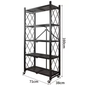 Cheren metalen raft za siekhranenie, 5 niva, razmeri 71x38x160 sm