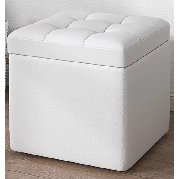 Taburetka s miasto za siekhranenie, 30x30x35sm, Biala – Moderen dizain ot MDF, PU i gieba