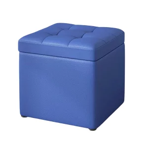 Taburet cu spațiu de depozitare, 30x30x35cm, Albastru – Design modern din MDF, PU și burete