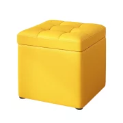 Taburetka s miasto za siekhranenie, 30x30x35sm, Zhielta – Moderen dizain ot MDF, PU i gieba