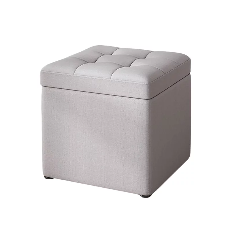 Taburet cu spațiu de depozitare, 30x30x35cm, Gri – Design modern din material textil și burete
