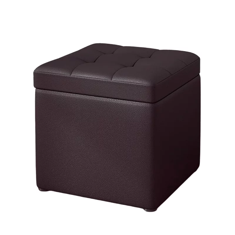 Taburet cu spațiu de depozitare, 30x30x35cm, Maro – Design modern din MDF, PU și burete
