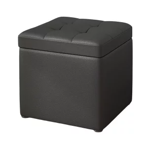 Taburete con espacio de almacenamiento, 30x30x35cm, Negro – Diseño moderno fabricado en MDF, PU con relleno de espuma