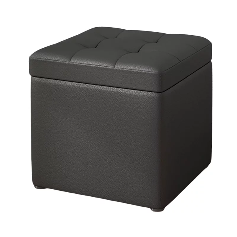 Taburet cu spațiu de depozitare, 30x30x35cm, Negru – Design modern din MDF, PU și burete