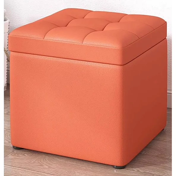 Taburetka s miasto za siekhranenie, 30x30x35sm, oranzheva – Moderen dizain ot MDF, PU i gieba