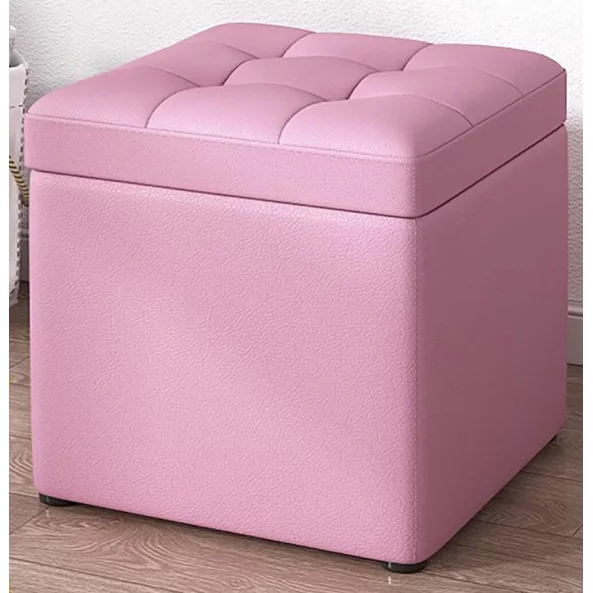 Taburetka s miasto za siekhranenie, 30x30x35sm, Rozova – Moderen dizain ot MDF, PU i gieba