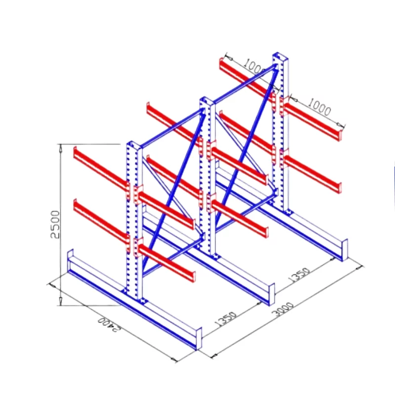 Rafturi cantilever latime 3000mm x adancime 2400mm x inaltime 2500mm