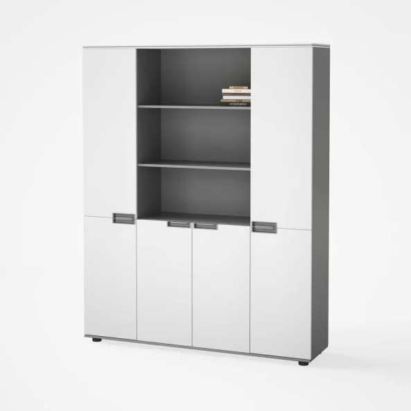 4 ajtos gardrob beepitett konyvtarral, modern es elegans design, premium minoseg, 1600*400*2000 meretek