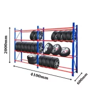 Професионален стелааж за съхранение на гуми  L3900x600xH2000, 4000 кг.