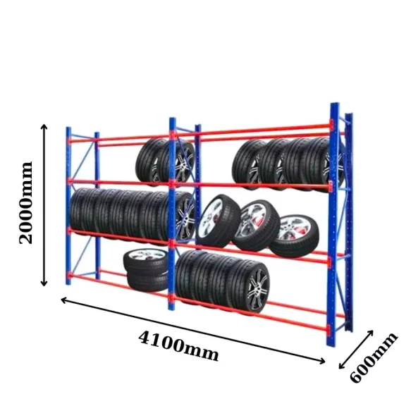 Професионален стелааж за съхранение на гуми  L3900x600xH2000, 4000 кг.