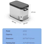 Auto hutoszekreny intelligens hutokompresszorral, bluetooth-al, dupla hutozonaval, urtartalom 32,2 l, zold adot tartalmaz