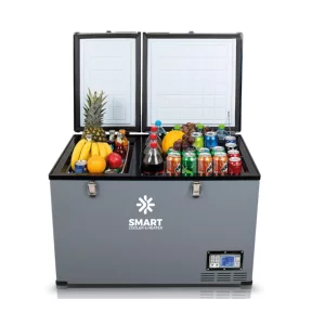 Frigorífico para coche con compresor smartcooler, 100L de capacidad, con bluetooth y doble zona de refrigeración, impuesto verde incluido