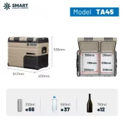 Автомобилен хладилник с компресор SMART COOLER, с Bluetooth и двойна зона за охлаждане, вместимост 45L, Включена Еко такса.
