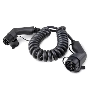 Cablu spiralat de 5 metri pentru statia de incarcare, Type 2 la Type 2, trifazic, 32A, 22KW