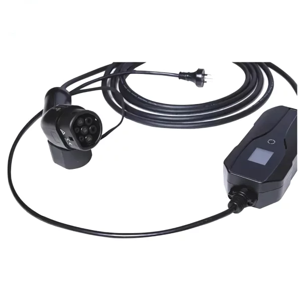 Cargador de estacion de energia tipo 2 + toma Schuko, ajustable a 8A / 10A / 16A, monofasico, 5 metros de longitud