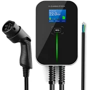 Toltoallomas, haromfazisu, 22 kW RFID-vel, 5 m-es kabellel es LCD kijelzovel – A tipusu RCD vedelemmel + 6 mA-es DC szurovel