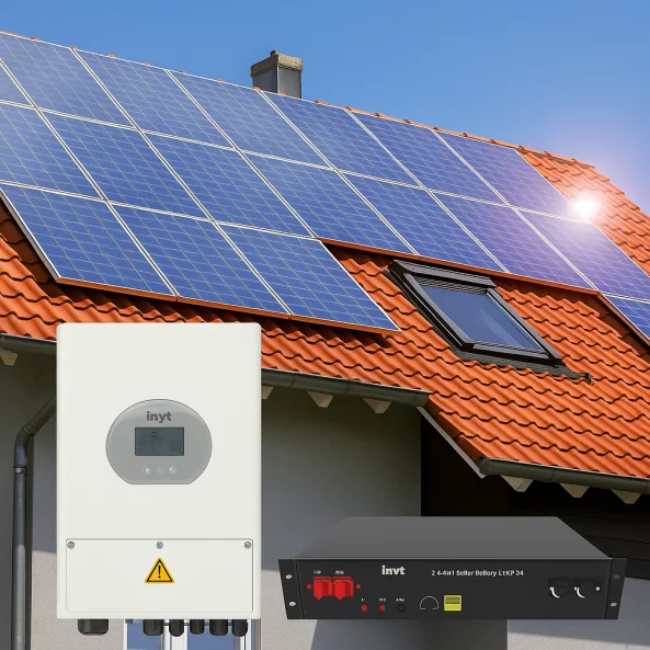 Kit Solar: Panouri 6.6kW + Invertor Deye 6kW + Baterie 2.4kWh