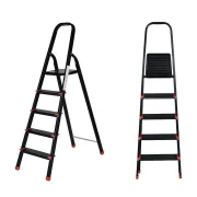 Escalera plegable de 5 peldaños: estructura metalica duradera y compacta