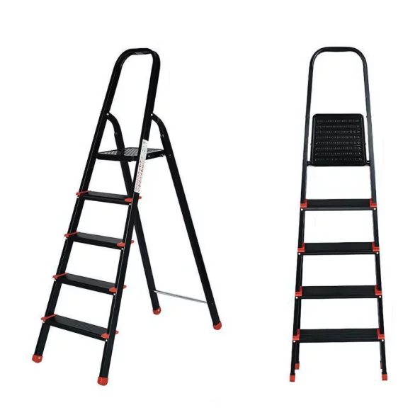 Escalera plegable de 5 peldaños: estructura metalica duradera y compacta