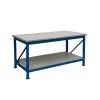 Banco de trabajo industrial con contrachapado L2000 x P600 x H1000 - 1000 kg/nivel GRIS Y AZUL