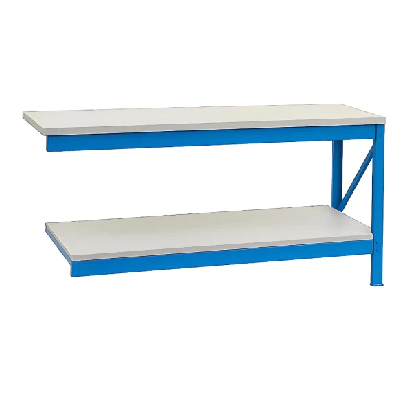Extension para banco de trabajo industrial con contrachapado L2000 x P600 x H1000 mm - 200 kg/nivel AZUL Y BLANCO