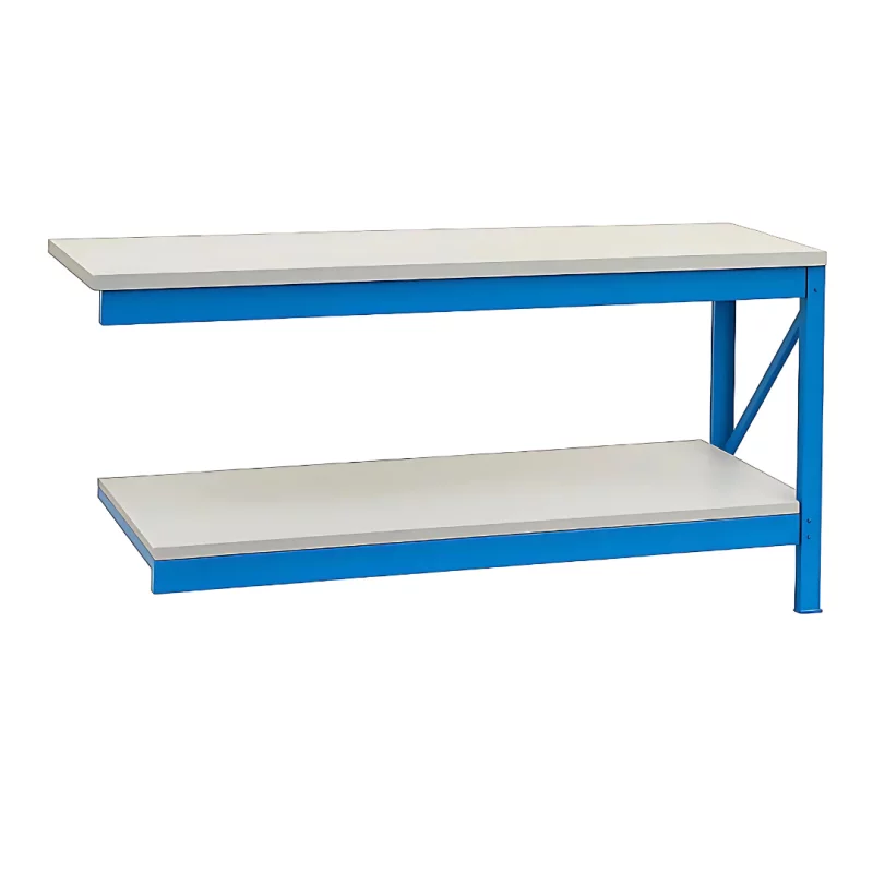 Prelungire pentru masa de lucru industriala cu placaj L2000 x D600 x H1000 mm-200kg/nivel BLUE & WHITE