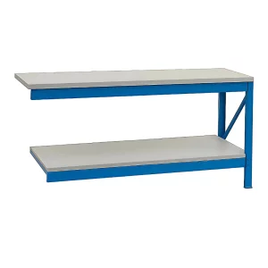 Extension para banco de trabajo industrial con contrachapado L2000 x P600 x H1000mm - 1000kg/nivel GRIS Y AZUL