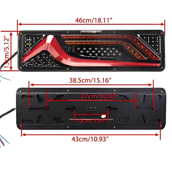 Комплект стоп светлини P.TIP65-OFF ROAD: 46 см /12V-24V /IP 67 Водоустойчив