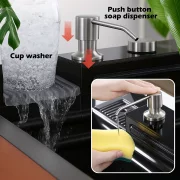 Chiuvetă modernă de bucătărie culoare :negru , multifuncțională, duș extractibil, spălător pahare, filtrare apă, inox, calitate premium, accesorii incluse dimensiuni 680*460*220mm