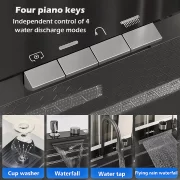 Chiuvetă modernă de bucătărie culoare :negru , multifuncțională, duș extractibil, spălător pahare, filtrare apă, inox, calitate premium, accesorii incluse dimensiuni 680*460*220mm