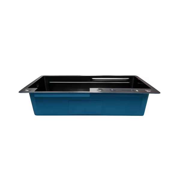 Chiuvetă modernă de bucătărie culoare: negru, multifuncțională, duș extractibil,suport cutite, spălător pahare, filtrare apă, inox, calitate premium, accesorii incluse dimensiuni 750*460*220mm-PRODUS RESIGILAT!