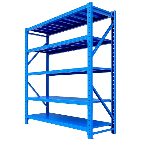 Larguero horizontal azul para estantería profesional 200kg/nivel 0,6 mm de espesor