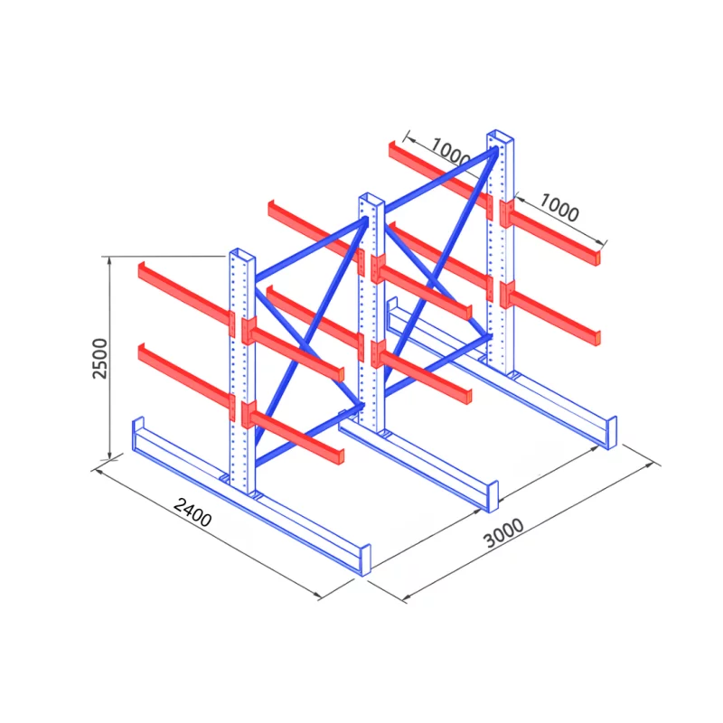 Rafturi cantilever latime 3000mm x adancime 2400mm x inaltime 2500mm