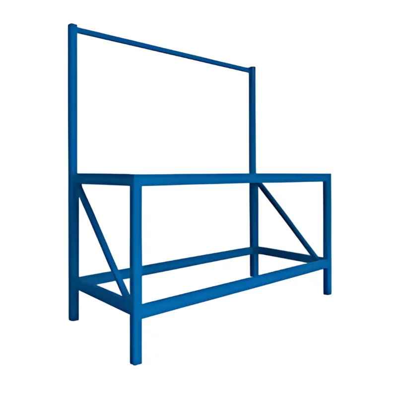 Masă de lucru industrială, cu cadru superior pentru panou, dimensiuni L2000 × D600 × H1000/1500 mm, capacitate 1000 kg/nivel-Blue